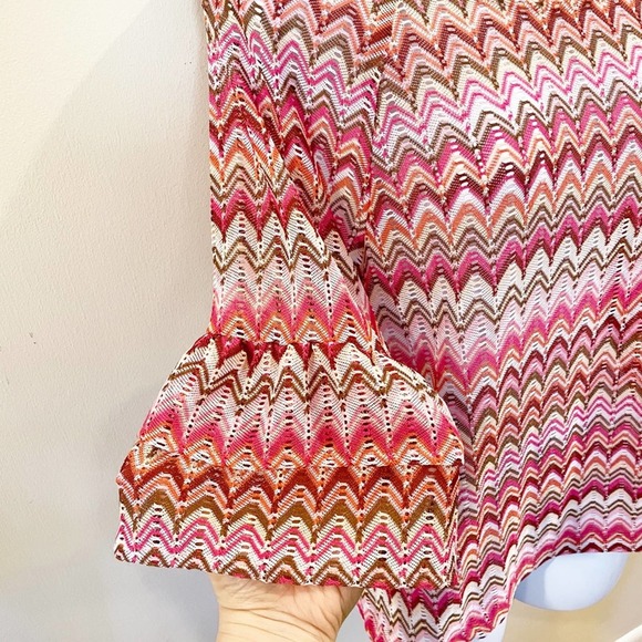 Anthropologie Eva Franco Chevron Pink Blouse Small - Picture 4 of 10